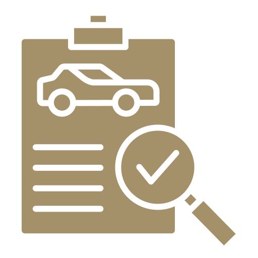 Automotive Repair & Tire Shop Oakville, ON - Sil’s Auto Care Centre A stylised icon showing a clipboard with a car symbol, lines as text, and a magnifying glass with a tick—perfect for Car Repair Services Oakville ON, suggesting an approved or completed automotive inspection or report. | Call Us Today At +1 (905) 823-2626