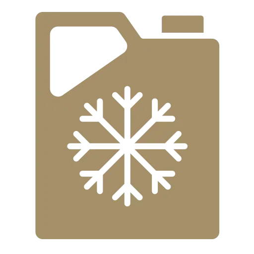 Automotive Repair & Tire Shop Oakville, ON - Sil’s Auto Care Centre A brown container icon with a white snowflake symbol in the centre, representing antifreeze or coolant—ideal for Car Repair Services Oakville ON and anyone searching for Automotive Repair Near Me. | Call Us Today At +1 (905) 823-2626
