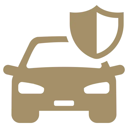 Automotive Repair & Tire Shop Oakville, ON - Sil’s Auto Care Centre A simple brown icon of a car with a shield above it, representing vehicle protection or car insurance, ideal for Car Repair Services Oakville ON or anyone searching Automotive Repair Near Me, on a light background. | Call Us Today At +1 (905) 823-2626