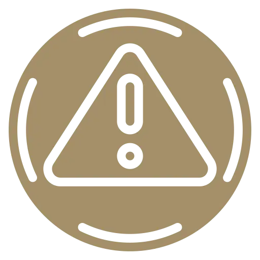 Automotive Repair & Tire Shop Oakville, ON - Sil’s Auto Care Centre A brown circular icon featuring a white warning triangle with an exclamation mark and three curved lines—perfect for representing Car Repair Services Oakville ON or Automotive Repair Near Me, indicating caution or alert. | Call Us Today At +1 (905) 823-2626