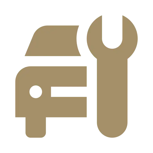 Automotive Repair & Tire Shop Oakville, ON - Sil’s Auto Care Centre A stylised brown icon of a car and a spanner, symbolising car repair or vehicle maintenance, on a light grey background—perfect for promoting Car Repair Services Oakville ON or searching for Automotive Repair Near Me. | Call Us Today At +1 (905) 823-2626